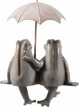 Hi-Line Gift Ltd. Sitting Couple Frogs W/Umbrella Garden Statue Yard Decor