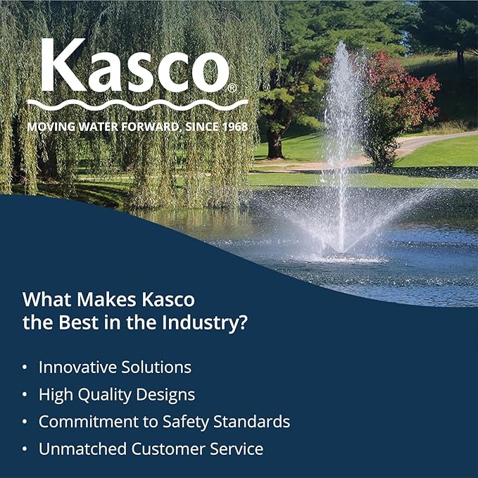 Kasco 1 HP J Series Decorative Fountain - 120V with 200 Ft Electric Power Cord | Pond and Lake Fountain | Efficient Pond Aerator Outdoor Fountain