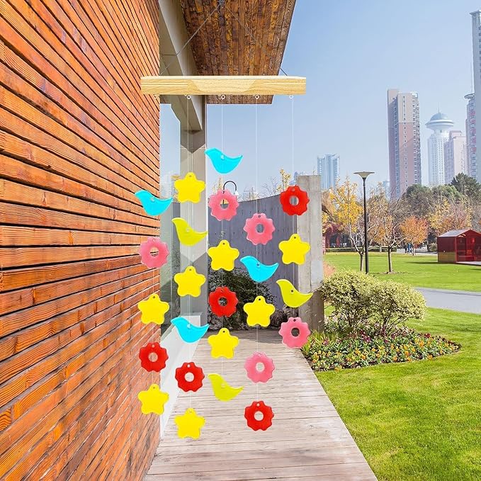 Topadorn Solar Wind Chimes Light Glass Hanging Windchimes with Solar Light for Home, Garden, Patio and Yard Decor
