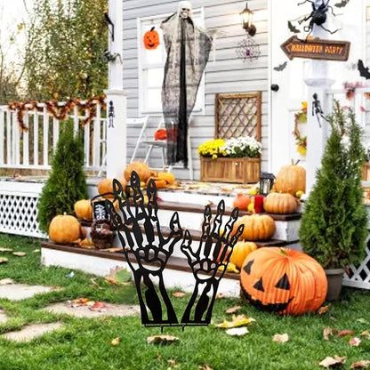 Halloween Decorations Outdoor, Metal Black Hand Decorative Garden Stakes for Halloween Decor, Metal Yard Signs for Outside Garden Lawn Porch Party Decorations