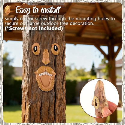 4 Pack Tree Faces Decor Outdoor, Tree Face Outdoor Statues Old Man Trees Hugger Yard Art Garden Decor, Funny Bark Ghost Statues for Halloween Easter Spring Decoration