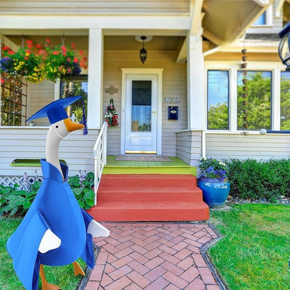 Graduation Goose Outfit for 23'' High Cement Goose Statue, Lawn Porch Clothes Cute Grad Yard Statue Outfit for Patio Outdoor Garden Decoration(Blue)