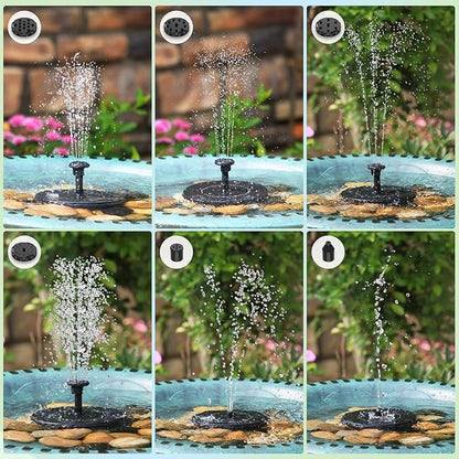 AISITIN Solar Bird Bath Fountain Pump, Solar Fountain for Bird Bath with 6 Nozzles, Solar Powered Water Fountain Pump for Garden, Ponds, Pool, Fish Tank and Outdoor