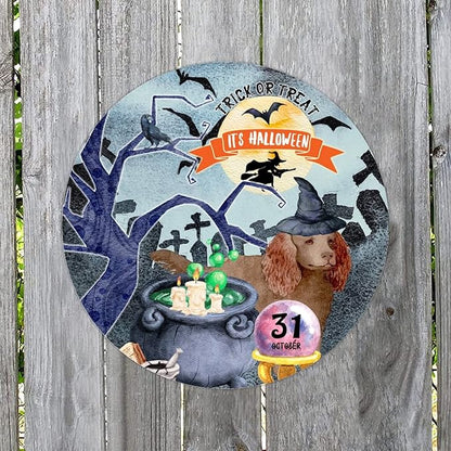 Retro Metal Sign 12"x12",Happy Halloween Scary Night Grave Witch Bats Trick Or Treat Dog Aluminum Tin Metal Sign for Home Living Room Bedroom Garden Farm Patio Decor Wall Art Poster