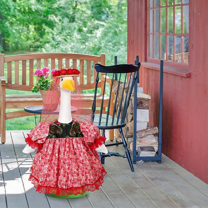 JcHrmers Kentucky Party Derby Day Goose Outfit Derby Horse Porch Goose Outfit Fits 23" Cement Plastic Goose Statue Rose Goose Clothes for Spring Outdoor Lawn Yard Garden Patio Holiday Decor