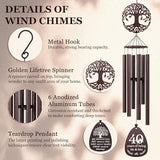SteadStyle 40th Anniversary Wind Chime, Happy 40th Jubilee Gifts for Parents, Husband, Wife, Couples, Friends - Ruby Anniversary Keepsake Tree of Life Wind Chime Large Size 37 in Garden Patios Decor
