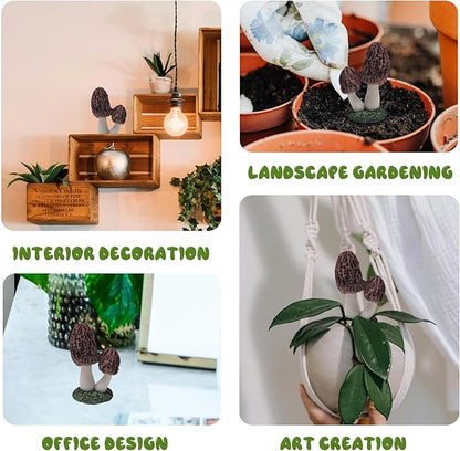 Miniature Mushroom Figurines Decorations, Small Resin Morel Mushrooms Statue, 3 Pieces Lawn Fairy Wild Garden Resin Bonsai Craft Decor for Home DIY Micro Fairy Garden Landscape