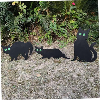 Gardening Cat Silhouette Gardening Cat with Marble Eyes Mice Control Harmless Bird Deterrent Decor 3PCS