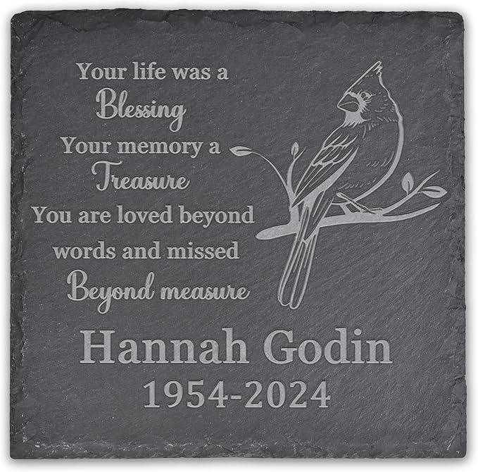Memorial Garden Stone, Memorial Stone, Personalized Memorial Gifts, Sympathy Gifts for Loss of Loved One, Bereavement Gifts for Loss of Father Mother - Your Life was a Blesing - Square