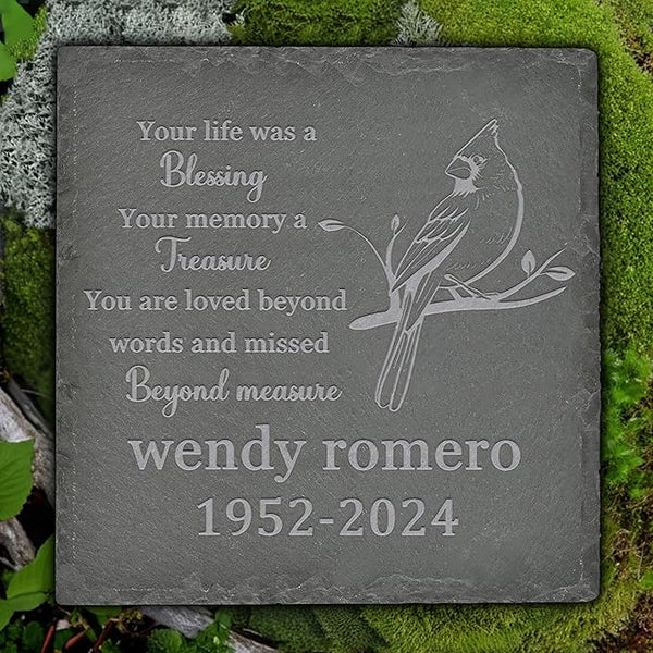 Personalized Memorial Stone Memorial Garden Stone - Sympathy Gifts for Loss of Dad, Mom or Loved One - Bereavement, Remembrance and Condolence Gift - Loved Beyond Words Square