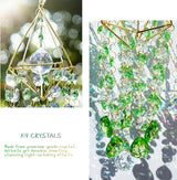 HDCRYSTALGIFTS Crystal Suncatcher Glass Wind Chimes Style Sun Catchers Indoor Window Rainbow Prisms Suncatcher for Window Hanging Home Garden Decor (21.5inch,Green)