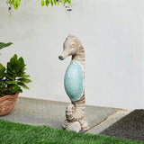 Glitzhome MGO Marine Faux Granite and Mosaic Sea Horse Statue Indoor and Outdoor Decoration, 21 "H