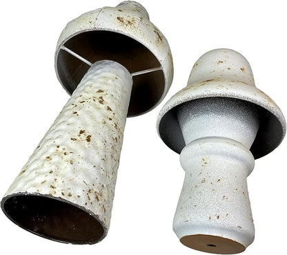 Zeckos Set of 2 White Metal Mushrooms, Indoor Outdoor Garden Statues, 9 & 16 inch Rustic Modern Farmhouse Decor, Weather-Resistant Yard Sculpture, Artistic Patio Accent