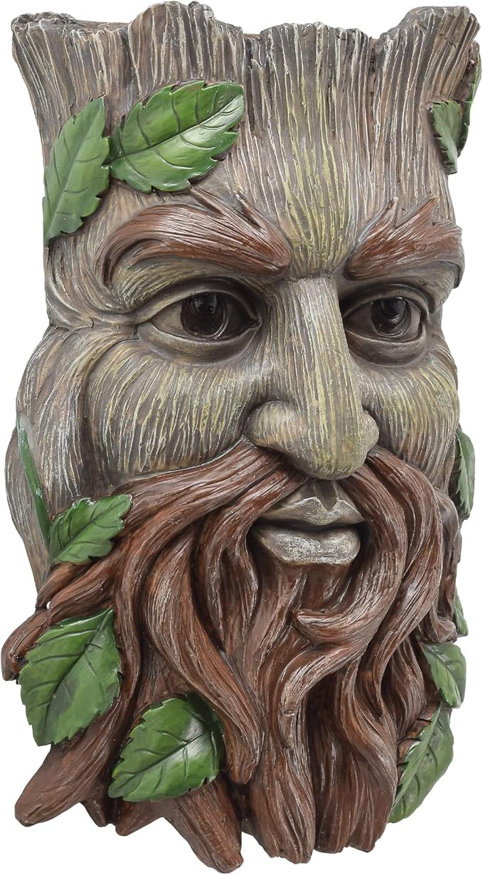Arcadia Garden Products Large Whimsical Tree Face Planter, 7.5"x11.8", Outdoor Tree Hugger, Man Spirit Sculpture for Garden Art Decor, Birdfeeder, Hangs on Trees, Fences or Walls, Hawthorn