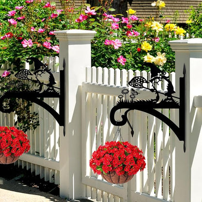 Plant Hangers Outdoor Heavy Duty Iron Decorative Gnome Silhouette Pot Hangers for Plants 11 inch Hanging Plant Bracket Wall Plant Hanger for Bird Feeder Flower Pot Lantern Wind Chimes