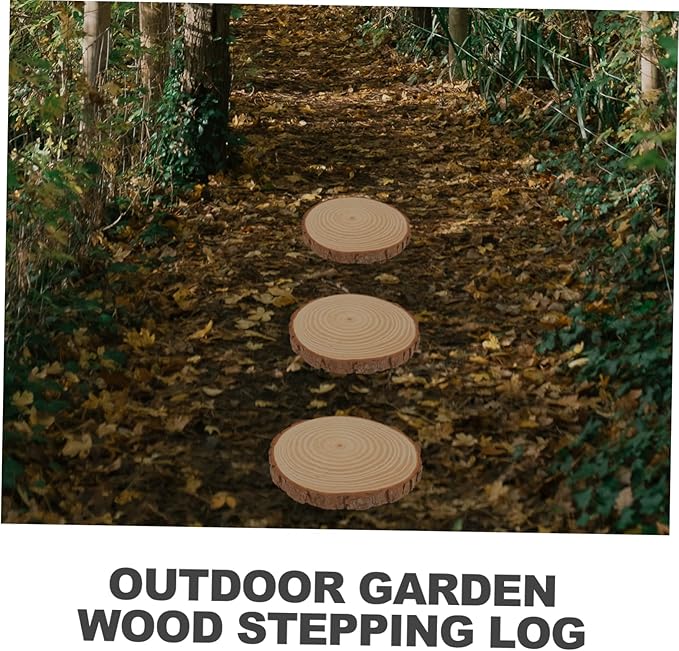 BESPORTBLE 2pcs Wooden Garden Stepping Logs Outdoor Patio Pathway Flagstone Stepping Stones with Delicate Texture for Flower Bed Decoration