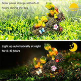 Garden Turtle Figurines Outdoor Decorations, Solar Statue Sweet Frog Face Turtles Decor with 4 LED Lights, Garden Resin Statue for Patio Lawn Porch Yard,Gifts for Birthday Easter Housewarming