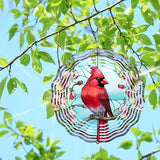 3D Cardinal Wind Spinner 3D Bird Spinners with Flower for Yard and Garden 3D Stainless Steel Cardinal Spinner with Unique Visual Effect Perfect Garden Decoration and Gift 10Inch