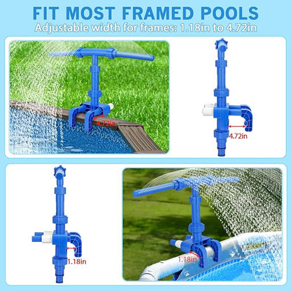 Pool Fountains for Above Ground Pools, Waterfall Sprinkler Fountain with Lights, 360°Adjustable Dual-Spray Cooler Aerator, Swimming Pool Accessories Fit 1.18in to 4.72in Top Frame