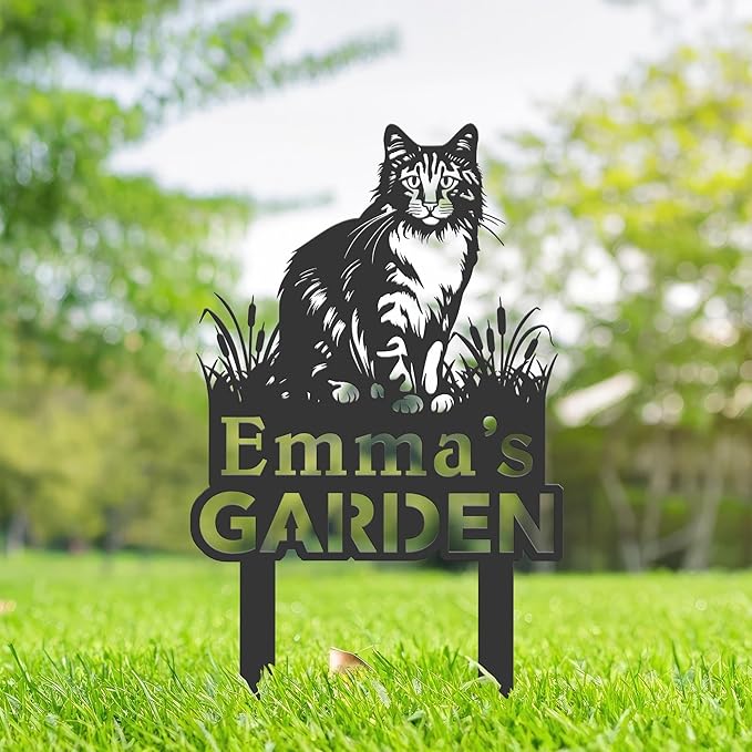 Personalized Cute Cat Kitten Metal Garden Sign,Custom Yard Sign With Stake,Outdoor Garden Décor,Pet Cat Lawn Garden Decorated Statue,Cat Sympathy Yard Metal Sign,Cat Lover Gifts Kailyard Plaque.