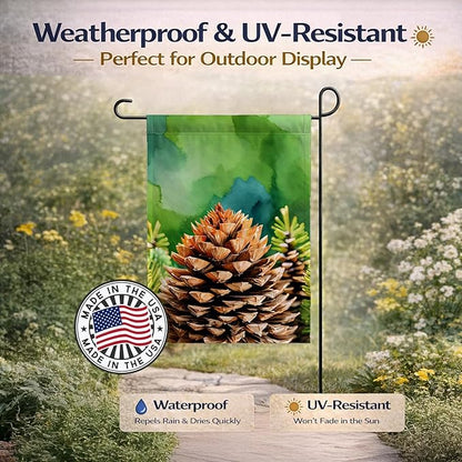 Caroline's Treasures Maine White Pine Cone and Tassels in Watercolor Garden Flag Mailbox Flag Decorative Yard Flag Banner Outside Patio Artwork Yard Flower Beds, Garden Size, Multicolor