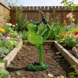 Dancing Frog Statue Outdoor Decor for Garden, 7.2" Fairy Yard Figurines Home Sculptures for Lawn Patio Front Porch Backyard