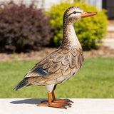 Shorayn Metal Duck Garden Statue, Life-Size Iron Hen Mallard, Handmade Gray Duck Yard Decor, Indoor Outdoor Ornament, Gift for Housewarming/Mother’s Day/Christmas