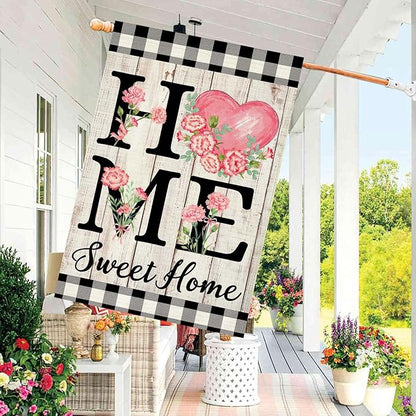 ORTIGIA Happy Mothers Day House Flag 28 x 40 Inch Double Sided Home Sweet Home Carnation Floral Flower Wedding Anniversary Yard Flag Summer Holiday Outdoor Outside Decoration (Large)