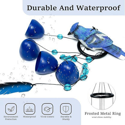 Bird Wind Chimes for Outside，Steller'Jay Bird Gifts，Blue Bird Wind Chimes Outdoor Decorations, Mother‘s Day Gifts for Mom/Grandma,Garden Patio Backyard Hanging Decor.