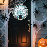 Stained Glass Window Hanging - Halloween Decorations Ghosts Tombstones Suncatcher for Doors Garden Indoor Spooky Funny Sun Catchers Gothic Decor Horror Gifts for Women Men Friend 7.8 in