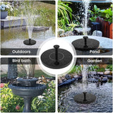 Solar Bird Bath Fountain Pump, Solar Water Fountain with 7 Nozzles & 3 Fixed Rods, Energy Efficient 7V/1.4W Solar Water Pump, Suitable for Bird Bath, Garden, Courtyard, Fish Tank, Outdoor