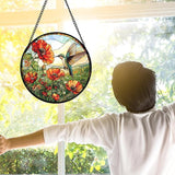 DASTOLL Stained Glass Window Hanging, Hummingbirds Orange Flowers Suncatcher Diamond Glass Panel Hangings Sun Catchers Decor for Birthday for Women, Men, Wife, Aunt, and Mom 9.8 in