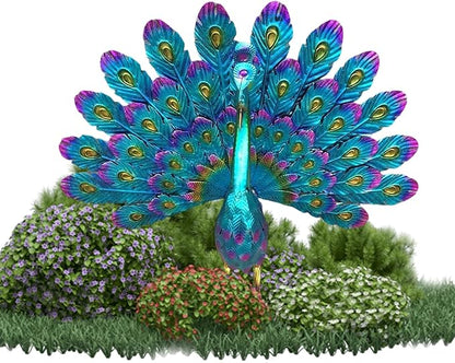 Garden Decorations, Garden Ornaments Outdoor Peacock Statue Sculptures Metal Bird Art Decoration for Yard Porch Patio Lawn