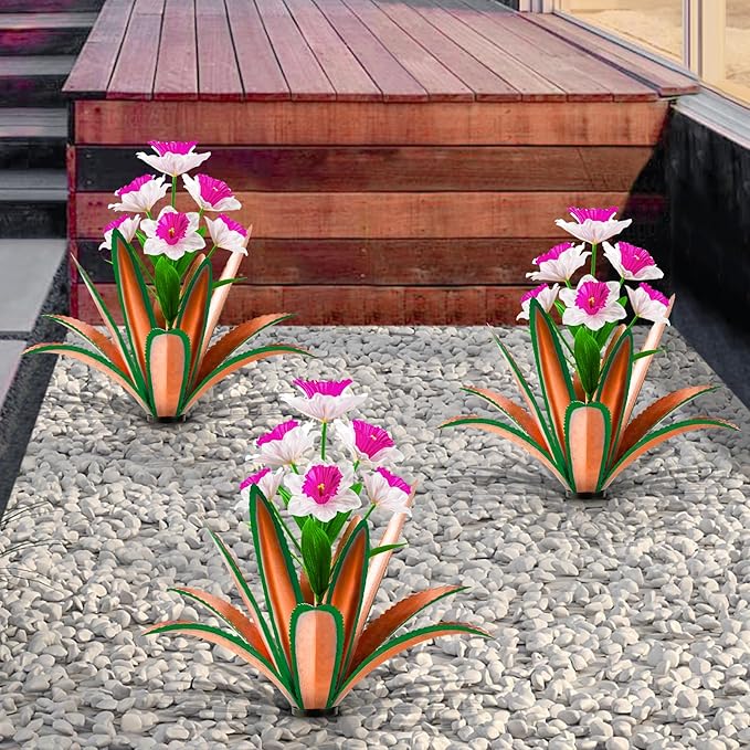 TOMBABY Huge Metal Agave Plants Outdoor Decoration Outdoor Garden Decorated with Flowers Mexican Yard Art Plant Garden Gift (red 1 Pack)