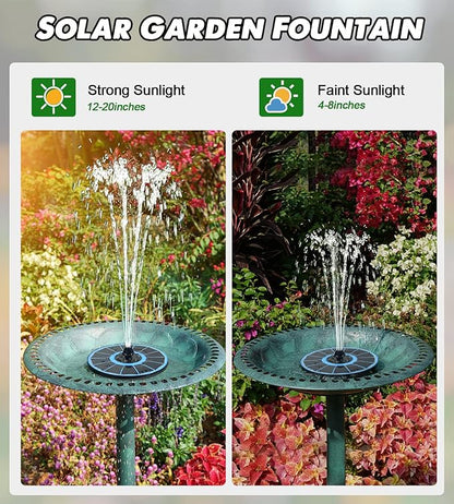 Yzert Solar Fountain Glass Panel with 2200 mah Battery, 3.5W Floating Solar Water Fountain with 4 Fixed Rods, Solar Pump for Bird Bath, Garden, Pond, Pool, Outdoor (Blue Panel White Lights)