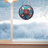 Acrylic Window Hanging,Compass Star Stained Window Hanging Decor Colorful Ornament,Stained Two-Sided Panel Hangings Decoration,Suncatcher for Garden Kitchen Living Room