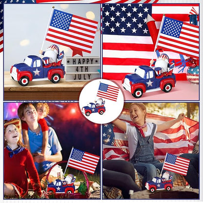 4th of July Garden Gnome Statues USA 250th Anniversary Table Decor Patriotic Resin Statues with American Flag Red White Blue Gnome Yard Figurine Centerpiece for Lawn Garden Patio Home Decor Gift