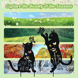 WONDER GARDEN Metal Cat Decor for Outside - 2 Pack Garden Stakes Decorative, Black Cat Silhouette Statues Lawn Ornaments Yard Art Patio Decor Women Men Mom Gifts