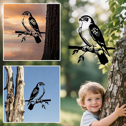 Metal Hawk Bird Decor, Outdoor Garden Statues & Patio Ornament for Outdoor Spaces, Yard Art, Tree Decoration, Memorial Gifts for Women