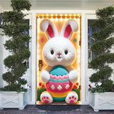 Happy Easter Door Cover Decoration Easter Eggs Bunny Banner Welcome Spring Happy Easter Day Party Photography Background Backdrop for Party Decorations Supplies 70.8 x 35.4 inch