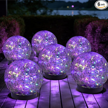 MLKNK Solar Globe Lights Outdoor Waterproof-Solar Balls-Solar Garden Lights-Orbs for Outside 6 Pack Cracked Glass Ball for Lawn Patio Yard Backyard Decorations