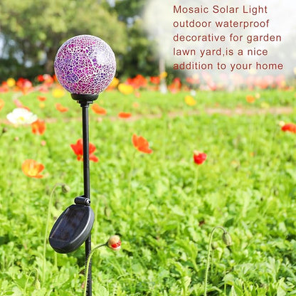 VCUTEKA Solar Garden Lights - Mosaic Solar Lights Outdoor Decor Pathway Light Waterpoof LED Stake Light for Landscape Lawn Patio Yard Decoration 1 Pack