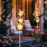 Homeimpro Solar Garden Lights Outdoor Yard Decorations Garden Gifts Gnomes Snowman Pathway Stake Lights with 18 LED Waterproof Lawn Outdoor Mothers Day Present for Mom Women (2Pack)