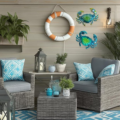 LIFFY Metal Crab Wall Art Decor Ocean Wall Hanging Coastal Wall Sculptures Beach Theme Wall Decoration for Indoor Outdoor Bathroom Bedroom Living Room Garden Pool (10inch,2 pcs)