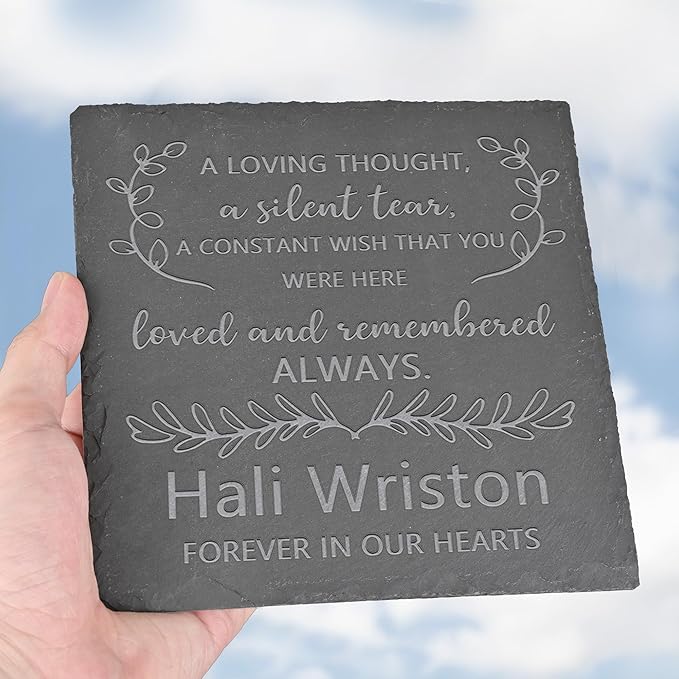 Personalized Memorial Stone Memorial Garden Stone - Sympathy Gifts for Loss of Dad, Mom or Loved One - Bereavement, Remembrance and Condolence Gift - Love and Remember Square