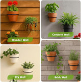 12-Pack 4 Inch Flower Pot Holder Ring Hanging Plant Holder Wall Mount Metal Plant Hangers Indoor Outdoor Planter Hooks Brackets for Patio, Garden, Home, Matte Black