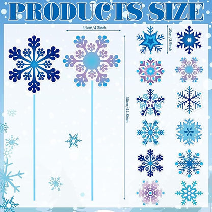 Zonon 12pcs Winter Garden Decorations Winter Snowflake Metal Planter Stakes for Patio Lawn Planter Pot Xmas Nutcracker Gingerbread Yard Stake Signs Outdoor Lawn Decor Party Favor(Snowflake)