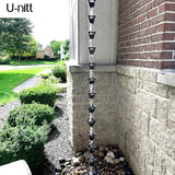 U-nitt Rain Chain Water Collection for Gutters Rainwater Catcher & Diverter, 8.5 FT Chains for Outside Garden, Black Square Cups, Roof Downspout, Works with Heavy Rain, w/ Gutter Clip for Rainchains