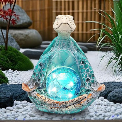 6.3 ' Solar Garden Decor - Sea Turtle Gifts for Women - Resin Yoga Sea Turtle Garden Statue Coastal Decor for Outdoor Yard Patio Porch Waterproof - Housewarming Gifts New Home for Men Women