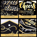 16 Pieces 2026 Graduation Yard Signs Plastic Congrats Grad Decor with 32 Stake and Ribbon Graduate Cap Hanging Yard Sign for Party Outdoor Lawn Pathway Walkway Decorations(Black and Gold)